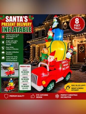 Santa's Present Delivery Inflatable for Christmas - Red